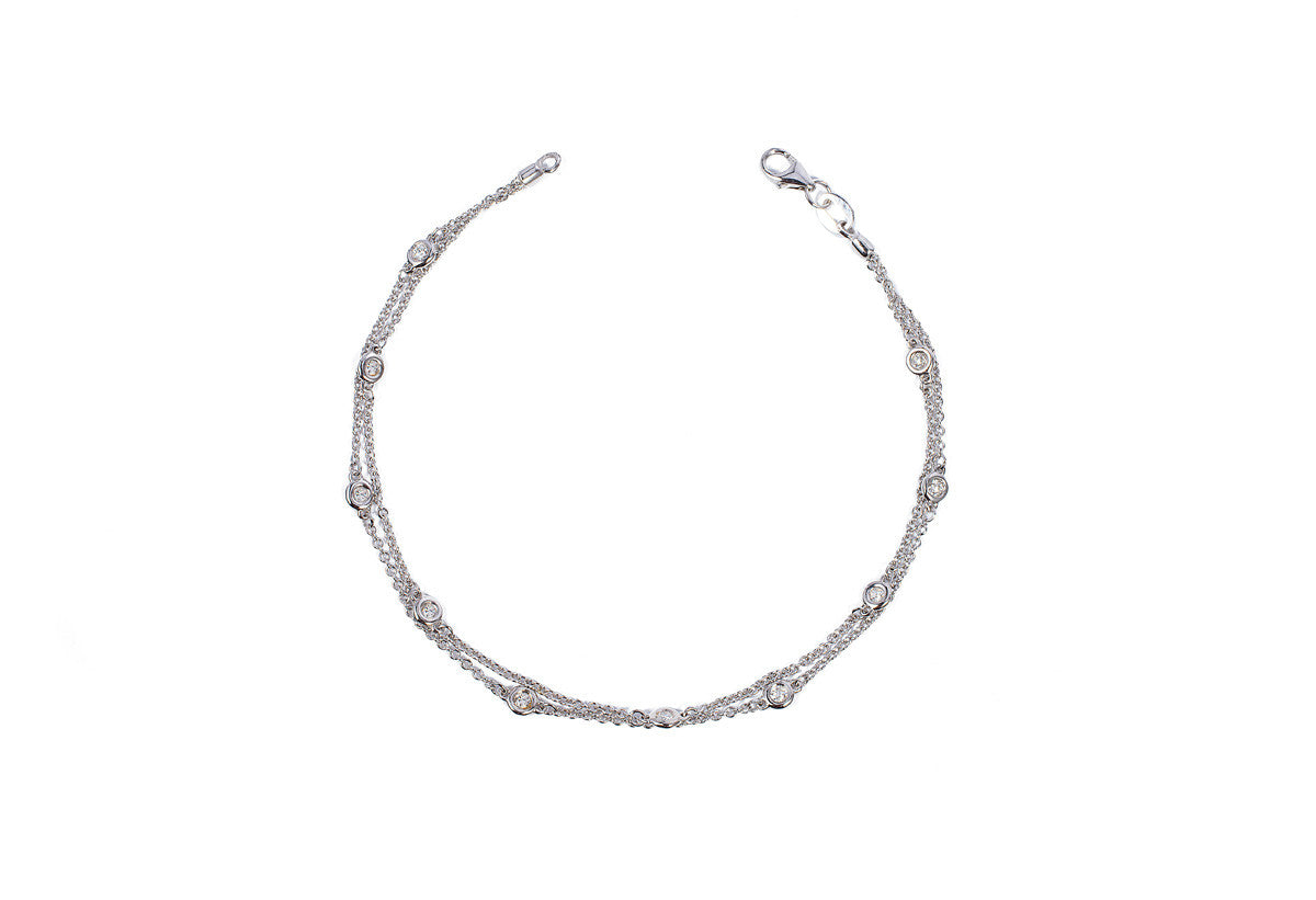 Double Row Diamond Station Bracelet