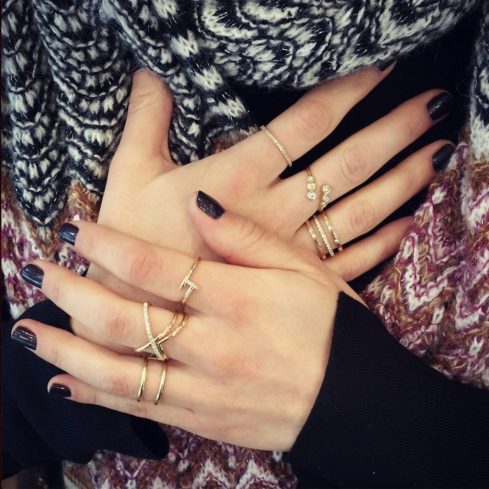 Multi Bezel Diamond Bypass Ring