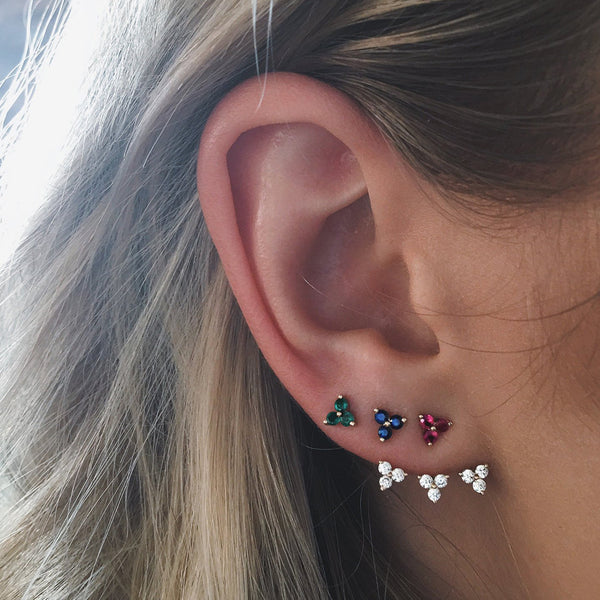 Trio Gemstone Stud Earrings Dadlani Jewels