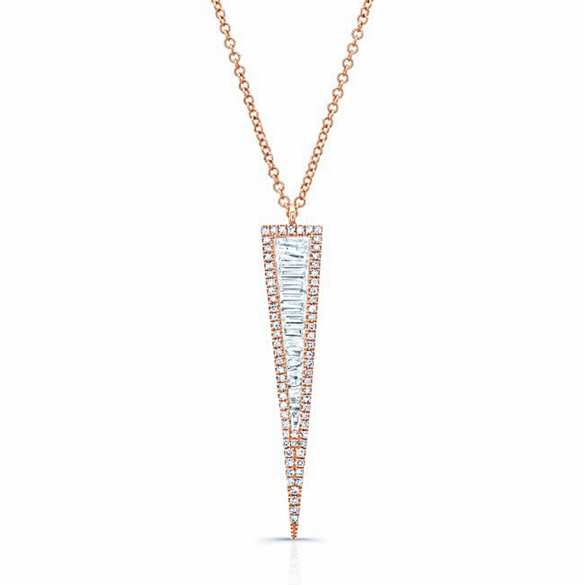 Large Diamond Baguette Dagger Necklace