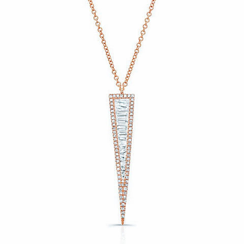 Large Diamond Baguette Dagger Necklace