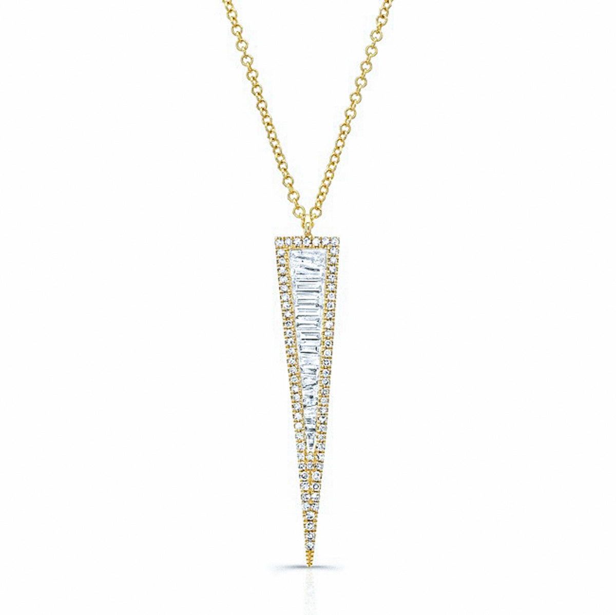 Large Diamond Baguette Dagger Necklace