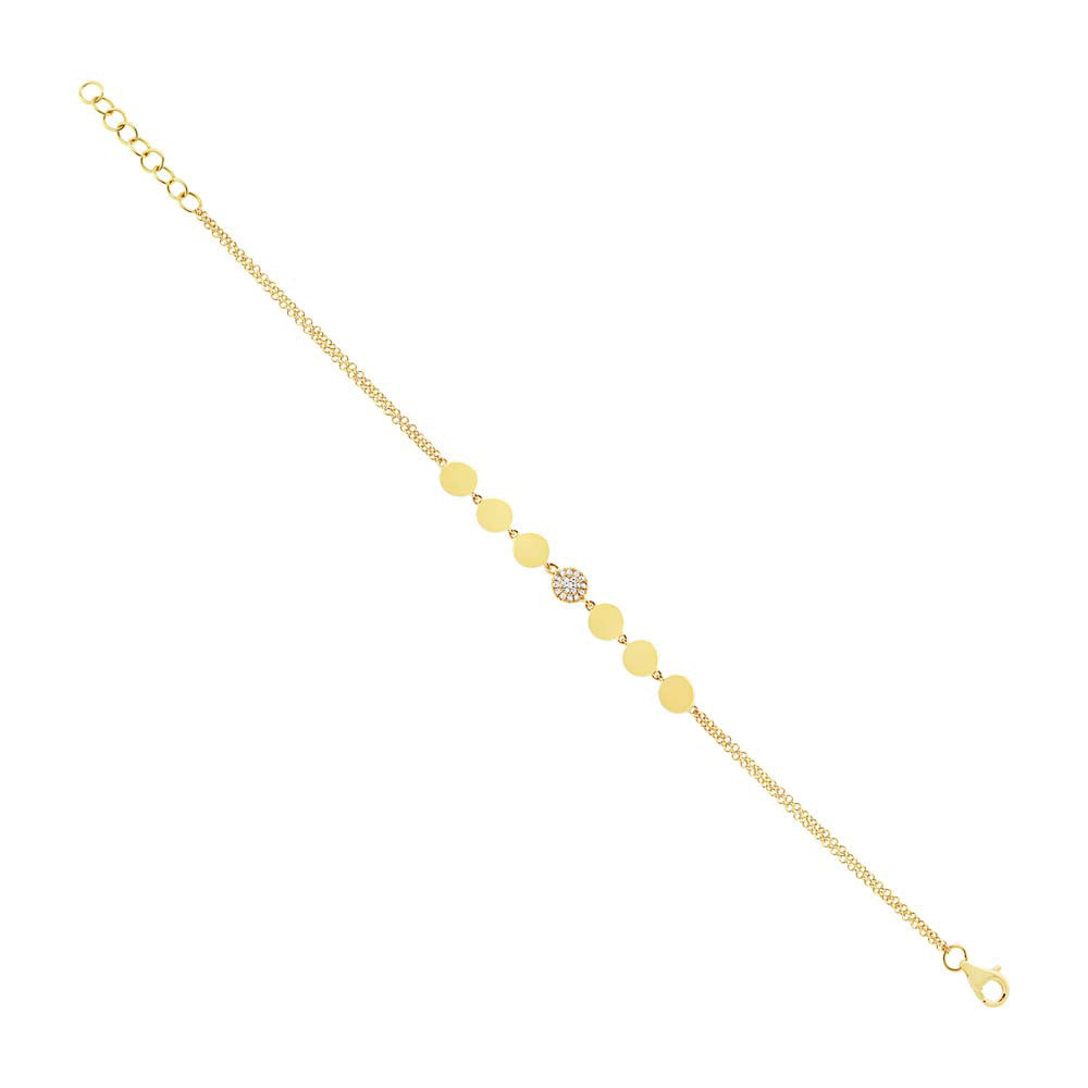 Gold and Diamond Disc Bracelet