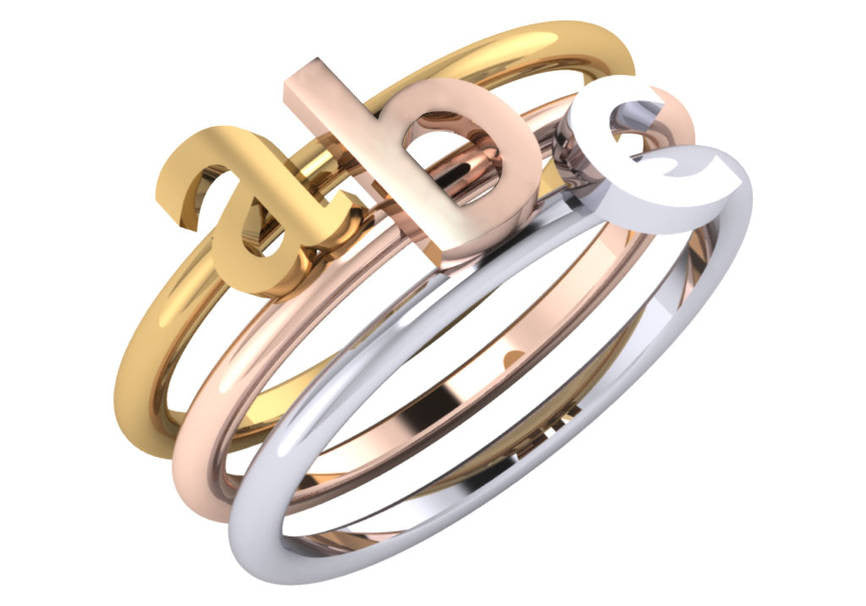 Gold Lower Case Initial Stack Ring