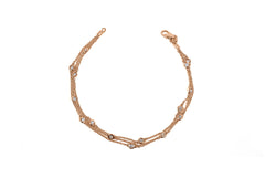 Rose Gold Triple Row Diamonds By the Yard Station Bracelet