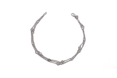 White Gold Triple Row Diamonds By the Yard Station Bracelet