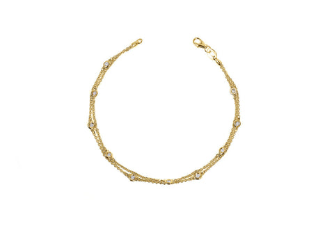 Double Row Diamond Station Bracelet