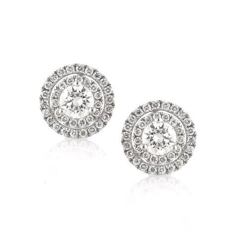 Double Halo Diamond Stud Earrings