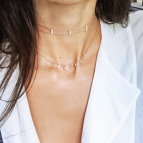 Diamond Bezel Fringe Necklace