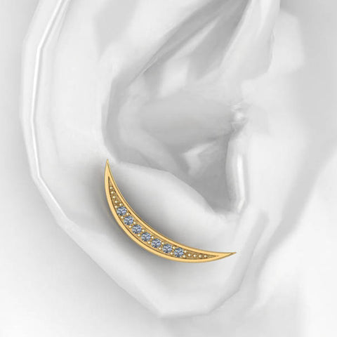 Crescent Moon Diamond Ear Climber