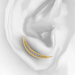 Crescent Moon Diamond Ear Climber