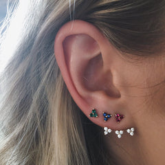 Trio Gemstone Stud Earrings