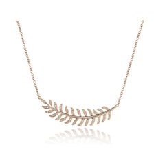 Curved Diamond Feather Necklace