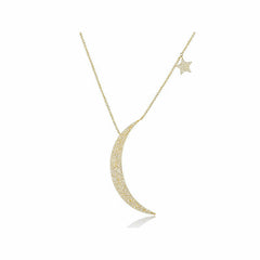 Jumbo Moon and Star Diamond Necklace