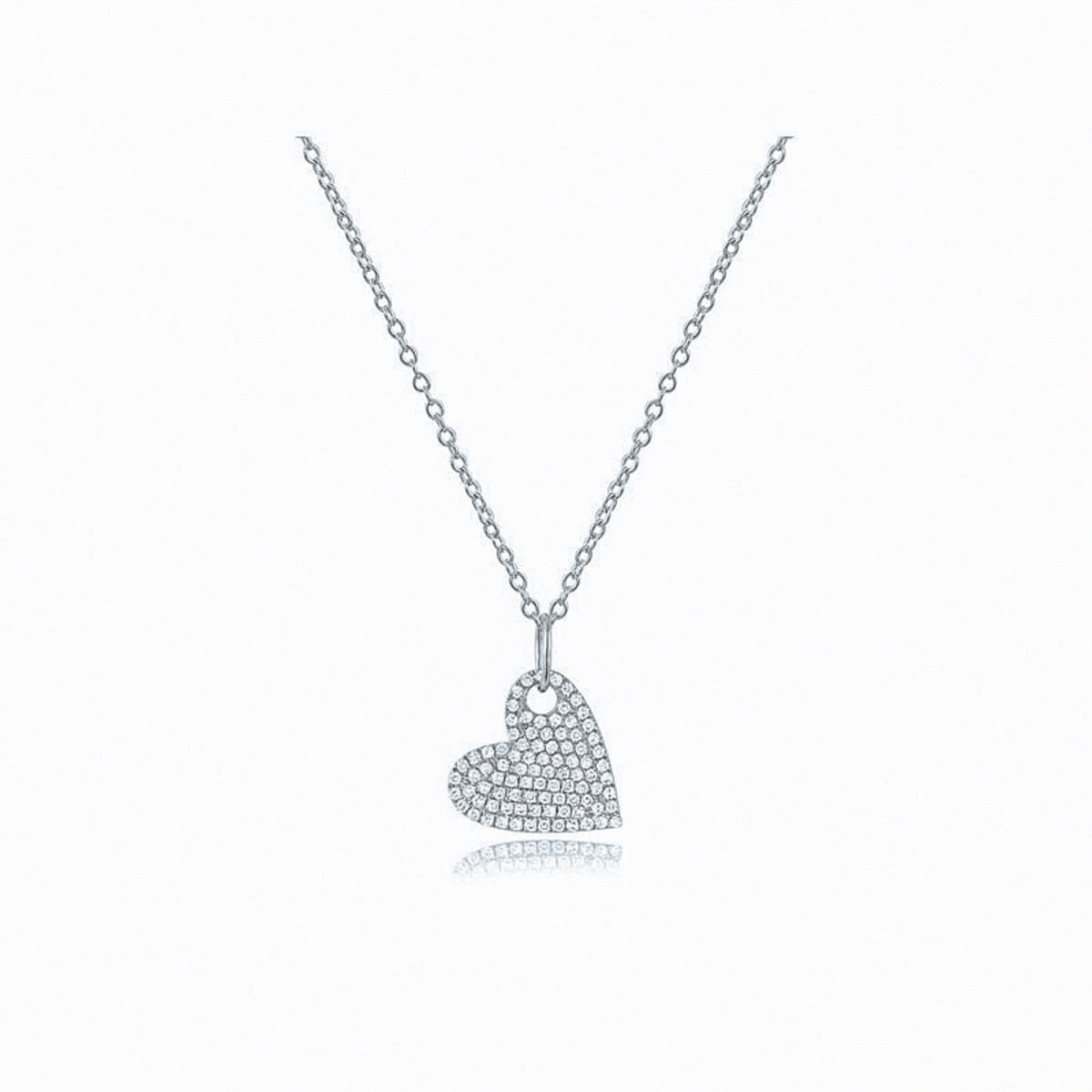 Diamond Accent Tilted Heart Necklace 10K Yellow Gold 18