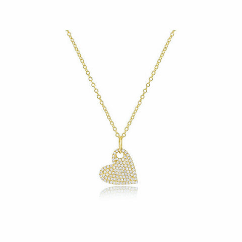 Tilted Pave Heart Necklace