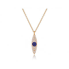 Vertical Diamond and Sapphire Evil Eye Necklace