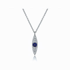 Vertical Diamond and Sapphire Evil Eye Necklace