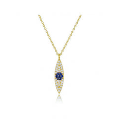 Vertical Diamond and Sapphire Evil Eye Necklace