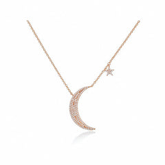 Medium Diamond Moon and Star Necklace
