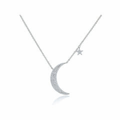 Medium Diamond Moon and Star Necklace