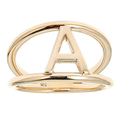 Gold Double Band Initial Ring