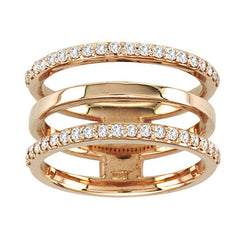 Spatial Triple Row Diamond Ring