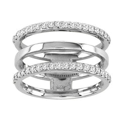 Spatial Triple Row Diamond Ring