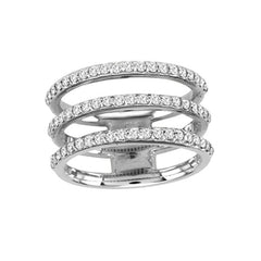 Spatial Triple Row Diamond Ring