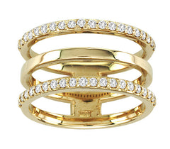 Spatial Triple Row Diamond Ring
