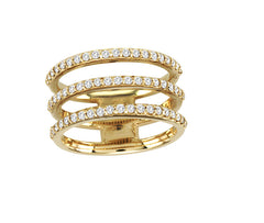 Spatial Triple Row Diamond Ring