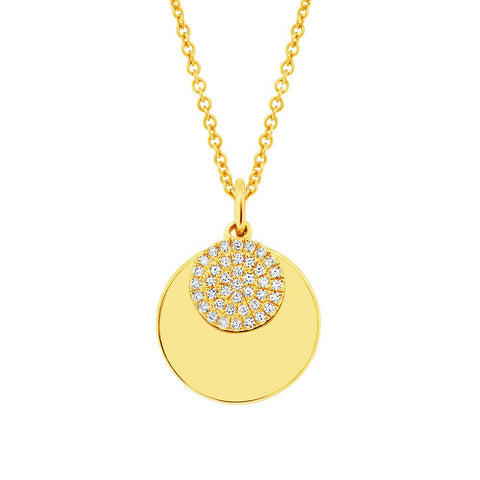 Gold and Diamond Disc Layered Charm Necklace