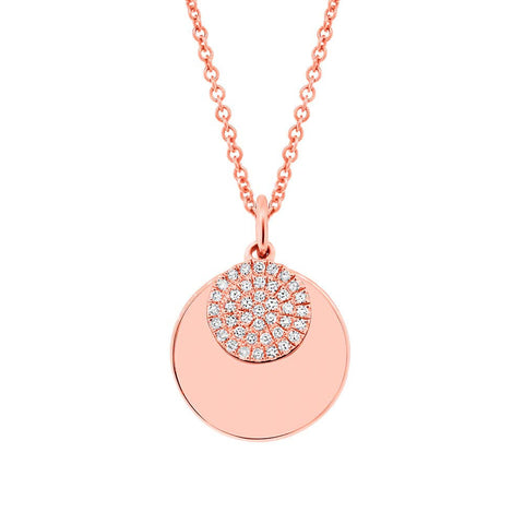 Gold and Diamond Disc Layered Charm Necklace