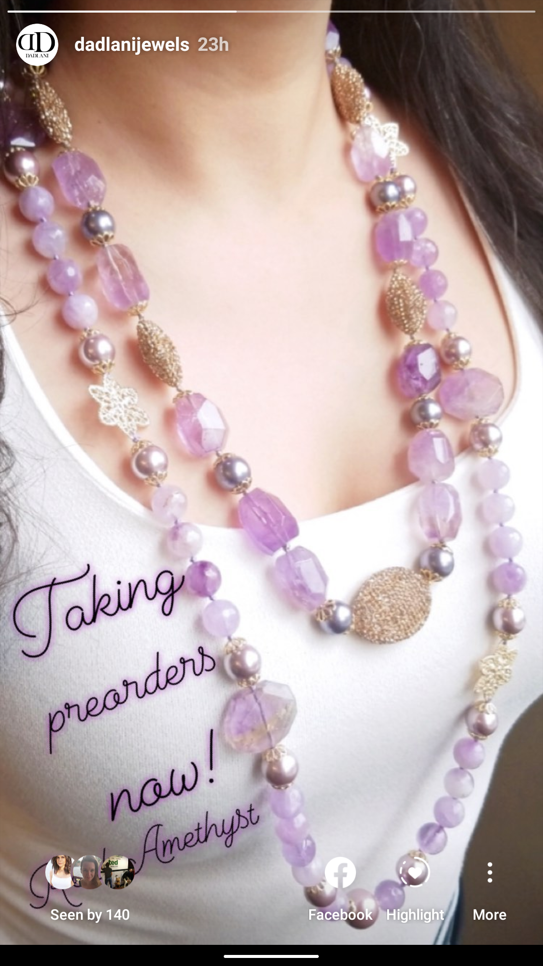Amethyst Pearl Gold Necklace - Preorder