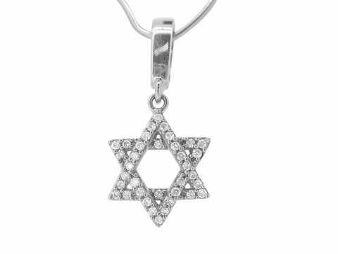 Jewish Star of David Pendant White Gold