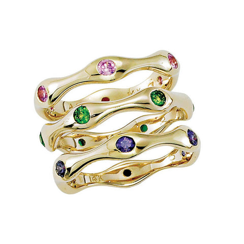 Wave Birthstone Stackable Ring