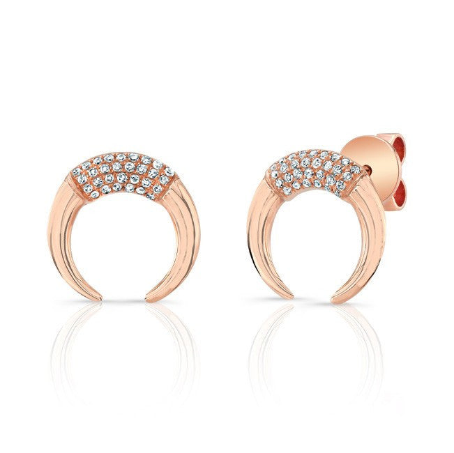 Luna Skye 14kt rose gold and diamond mini horn stud earrings