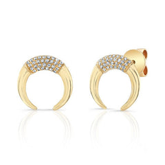 Luna Skye 14kt rose gold and diamond mini horn stud earrings