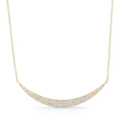 Sideways Pave Diamond Crescent Necklace