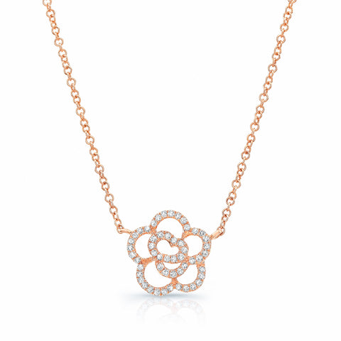 Diamond Open Flower Necklace