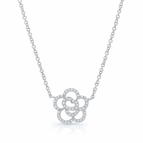 Diamond Open Flower Necklace