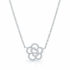 Diamond Open Flower Necklace
