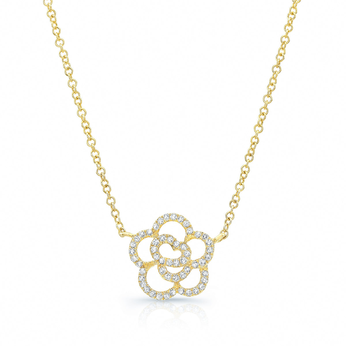 Diamond Open Flower Necklace