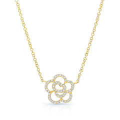 Diamond Open Flower Necklace