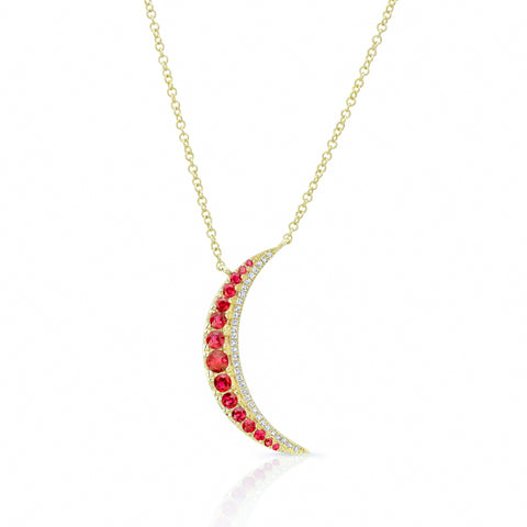 Ruby Crescent Moon Necklace