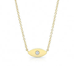 Solid Gold with Diamond Evil Eye Talisman Necklace
