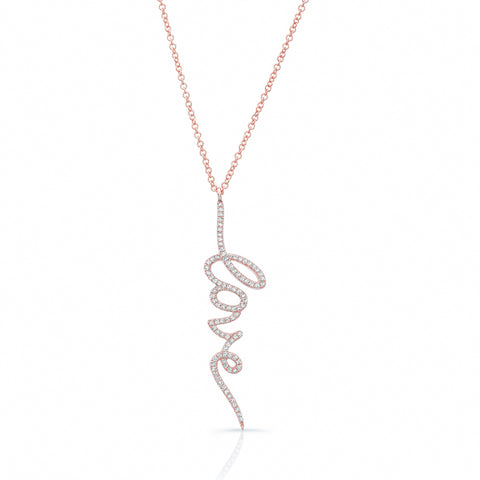 Vertical LOVE Diamond Necklace