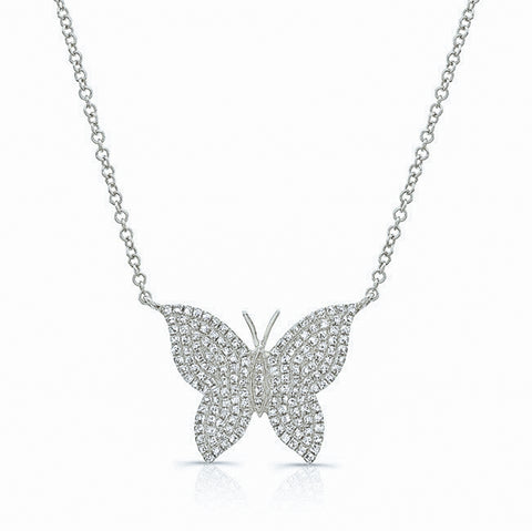Large Pave Diamond Butterfly Necklace