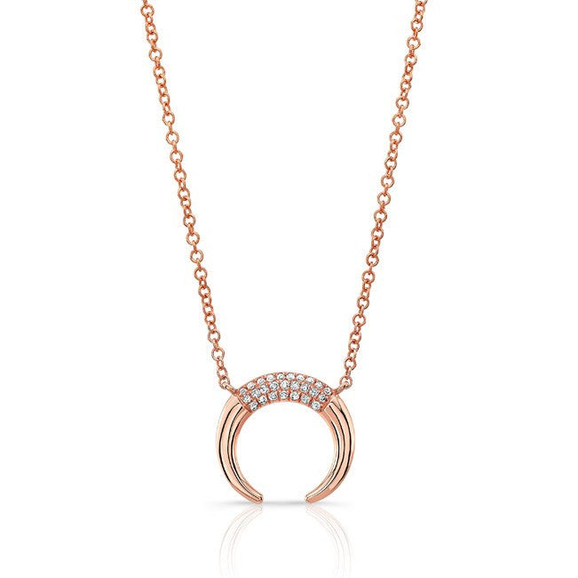 Luna Skye 14kt rose gold and diamond mini horn necklace