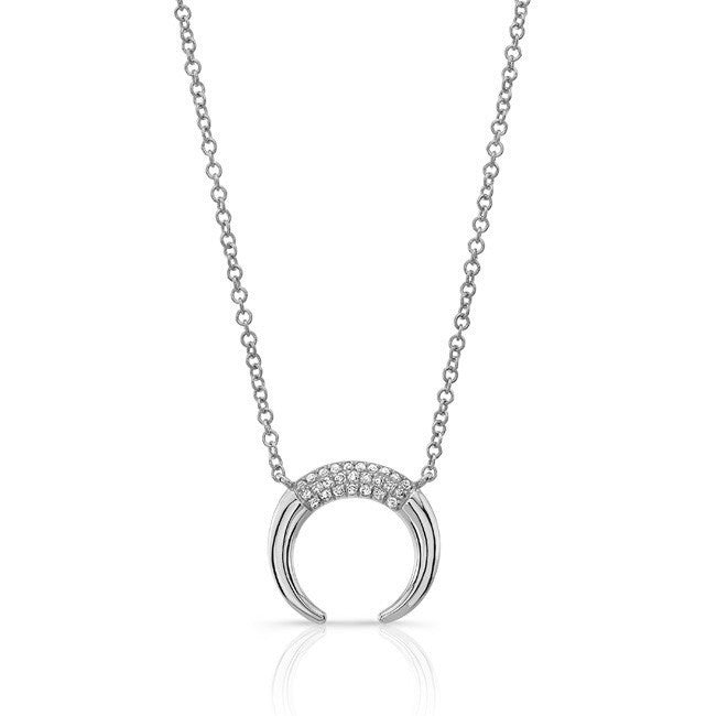 Luna Skye 14kt white gold and diamond mini horn necklace